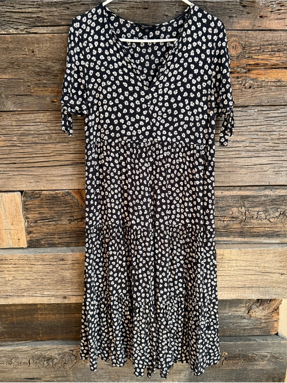 Madewell Black and White Floral Midi Dress